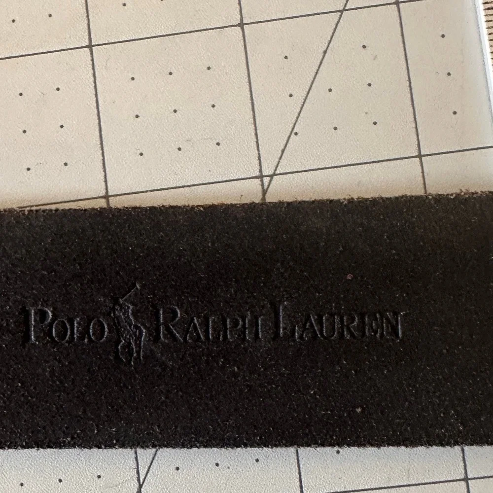 Polo Ralph Lauren Leather Belt Mens Black Good‎ Silver Buckle 1393183